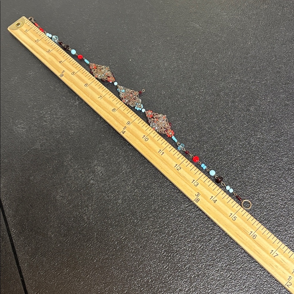 Vintage Elegant Dainty Multicolor Glass Mini Beaded Necklace Boho Western - Picture 6 of 7